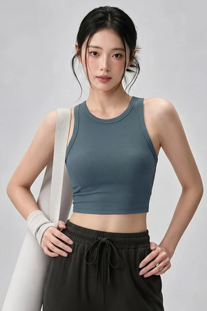 SPARK Women's Ribbed High Neck Yoga Vest DS116245