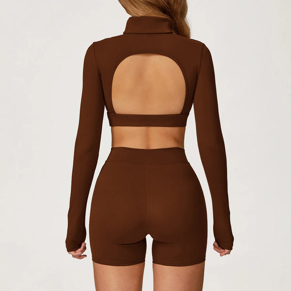 SPARK High Collar Yoga Hollow Back Tight Sports Top ZC4507