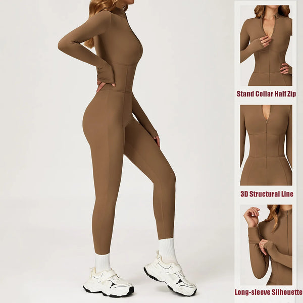 SPARK Plush Warm Stand Collar Zipper Long-sleeved Jumpsuit ZC5050