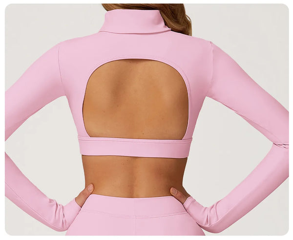 SPARK High Collar Yoga Hollow Back Tight Sports Top ZC4507