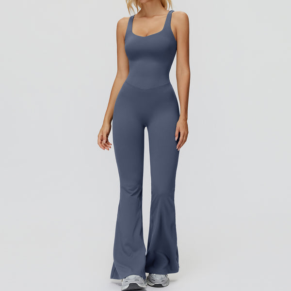 SPARK Butterfly Back Yoga Flared Jumpsuit For Women ZC9506