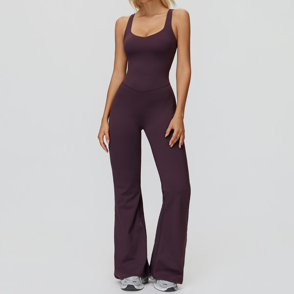 SPARK Butterfly Back Yoga Flared Jumpsuit For Women ZC9506