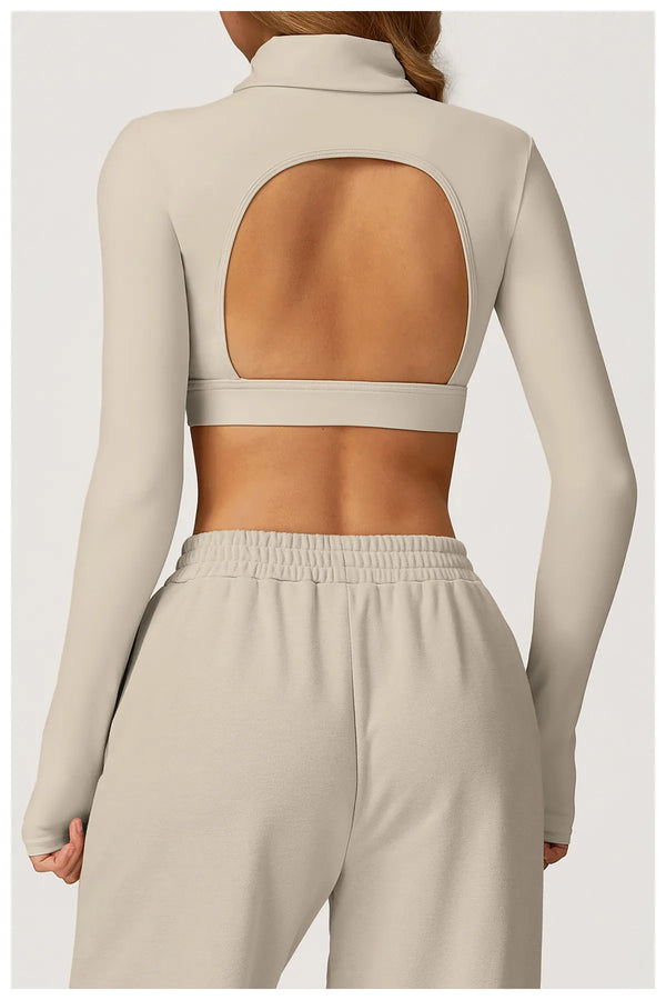 SPARK High Collar Yoga Hollow Back Tight Sports Top ZC4507