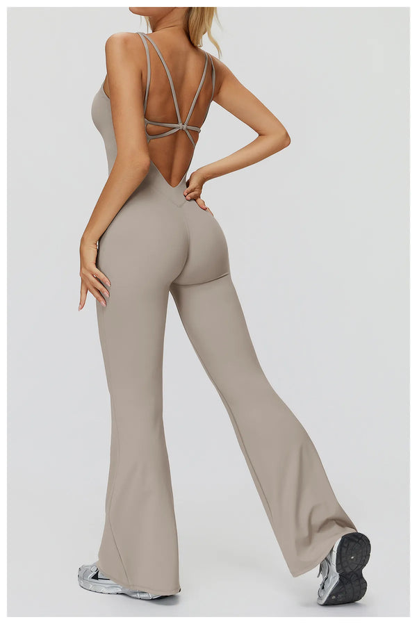 SPARK Butterfly Back Yoga Flared Jumpsuit For Women ZC9506