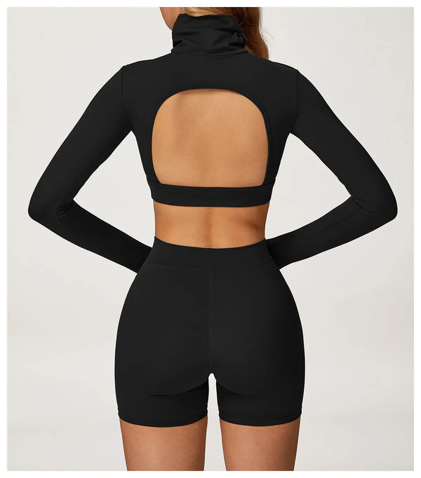 SPARK High Collar Yoga Hollow Back Tight Sports Top ZC4507