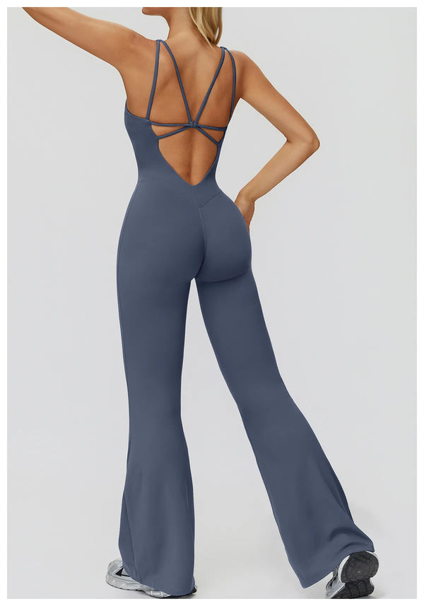 SPARK Butterfly Back Yoga Flared Jumpsuit For Women ZC9506