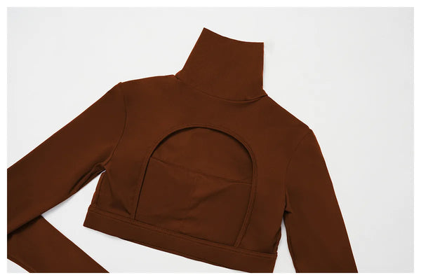 SPARK High Collar Yoga Hollow Back Tight Sports Top ZC4507