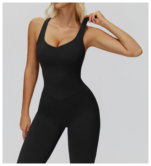 SPARK Butterfly Back Yoga Flared Jumpsuit For Women ZC9506