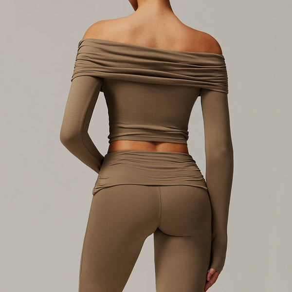 SPARK One-shoulder Long Sleeve Yoga Crop Top ZC9152