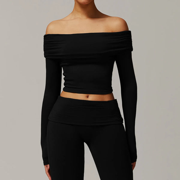 SPARK One-shoulder Long Sleeve Yoga Crop Top ZC9152