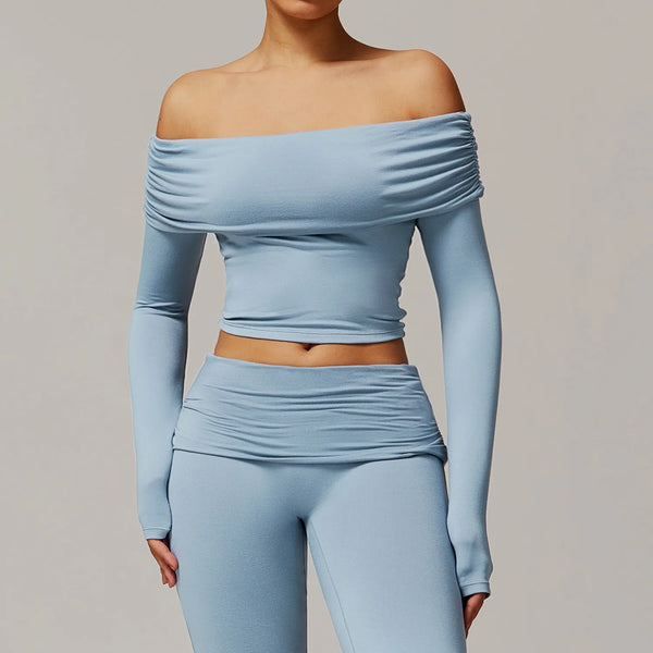 SPARK One-shoulder Long Sleeve Yoga Crop Top ZC9152