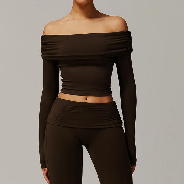 SPARK One-shoulder Long Sleeve Yoga Crop Top ZC9152