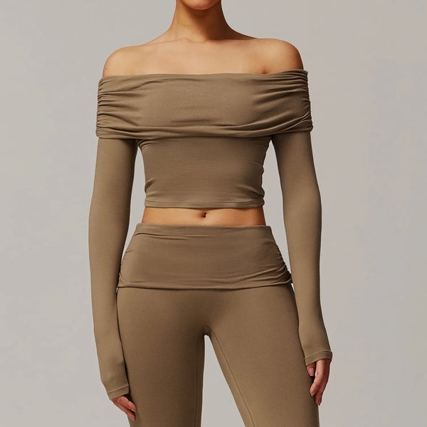 SPARK One-shoulder Long Sleeve Yoga Crop Top ZC9152