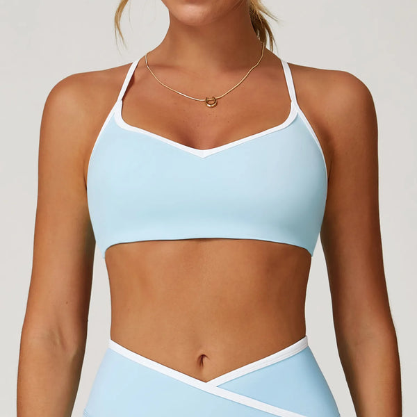 SPARK Color Block Cross Straps Sports Bra ZC9253