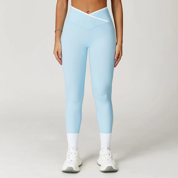 SPARK Color Block Cross Waist Yoga Leggings ZC9253