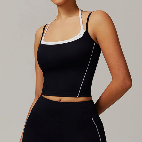 SPARK Color Block Cami Tank Top-Black