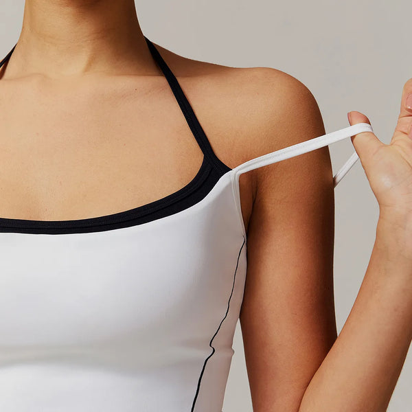 SPARK Color Block Cami Tank Top-White 1