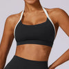 SPARK Color Block Halter Sports Bra-black