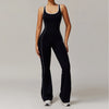 SPARK Hollow Back Dance Flared Jumpsuit- Black
