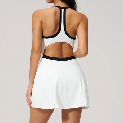 SPARK Naked-Feel Fitness Tennis Dress with Built-in Shorts ZC2134