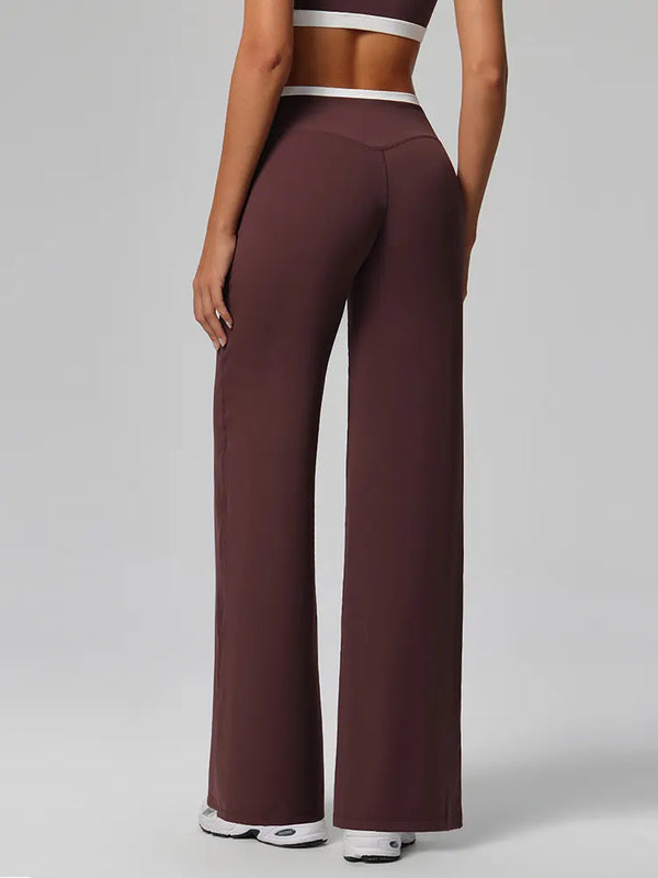 SPARK Contrast Color Crossover Waist Yoga Flare Pants CT2190