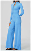 SPARK Women’s Half-Zip Long Sleeve Yoga Jumpsuit | Wide-Leg Workout One-Piece ZC5114