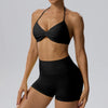 SPARK Women's Sexy Halter-Neck Bra Invisible Butt-Lifting Shorts 2 Piece Set YEL62423