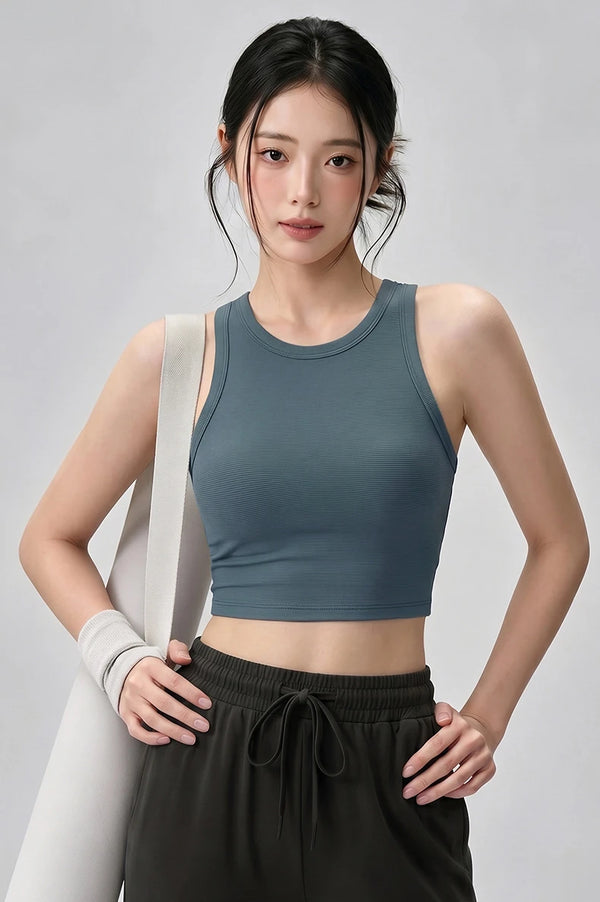 SPARK Women's Ribbed High Neck Yoga Vest DS116245