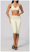SPARK New Brushed Retro Polka Dot Fold-Over Yoga Capri ZC4549