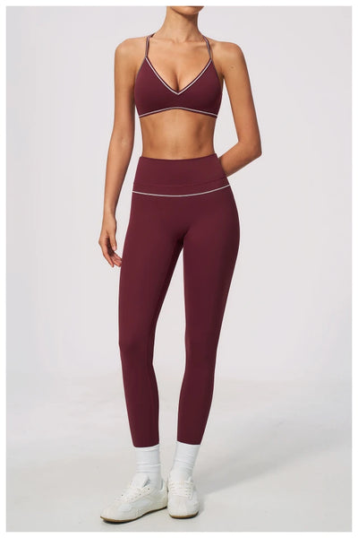 SPARK Women's Color-Block V-neck Halter Yoga Bra ZC9615