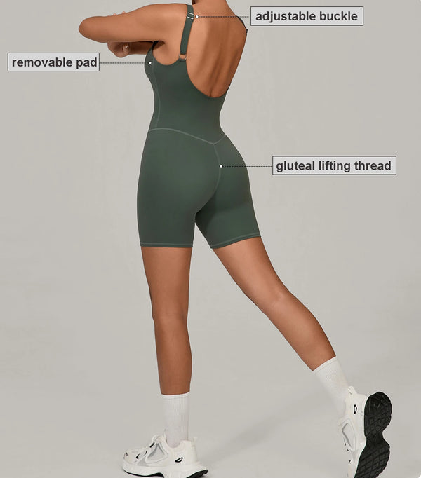 SPARK Quick-dry One-piece Workout Bodysuit with Adjustable Straps TF1410