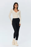 SPARK Women's Cross Ruched V-Neck Long-Sleeve Yoga Top DS526059
