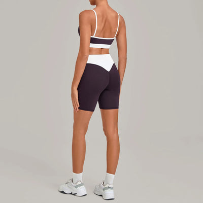 SPARK Women's Color-block Premium Activewear Yoga 2 Piece Set TF6211
