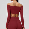 Spark Women's Off-the-shoulder Long Sleeve Yoga Crop Top ZC2588