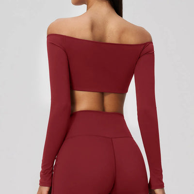 Spark Women's Off-the-shoulder Long Sleeve Yoga Crop Top ZC2588