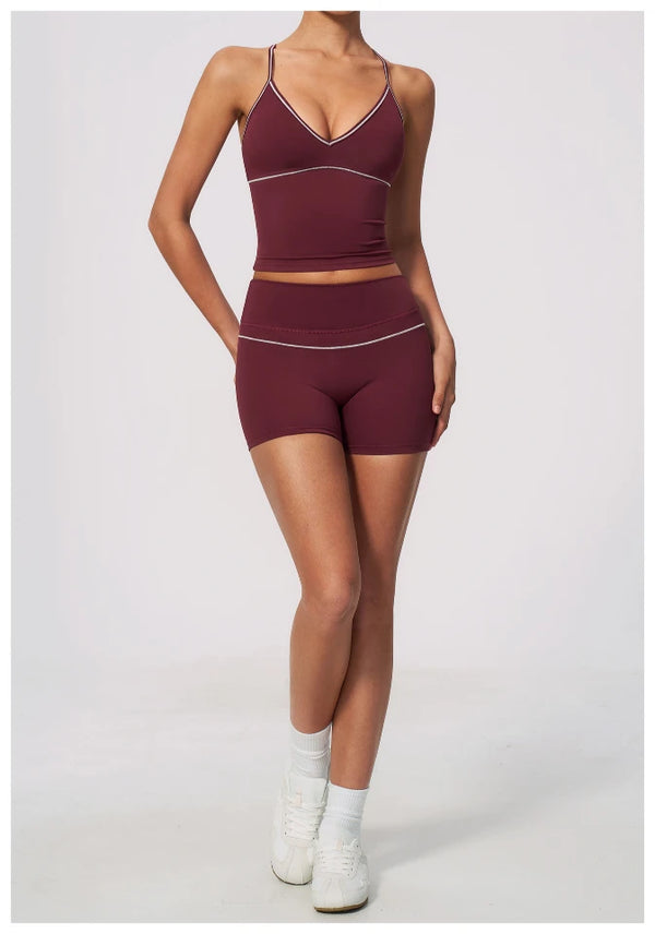 SPARK Women's Color-Block V-neck Halter Yoga Tank Top ZC9615
