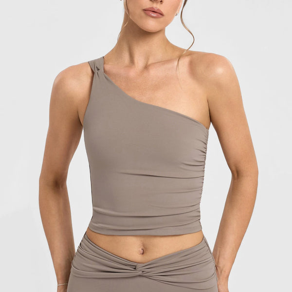 SPARK One-shoulder Twisted Yoga Tank Top for Women FNK26071