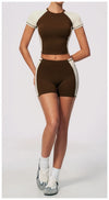 SPARK High Waist Color Block Peach Lift Butt Yoga Shorts ZC2567