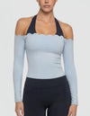 SPARK Fake Two-Piece Color-Block Fitness Yoga Top FNK881301