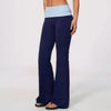 SPARK Women's Contrast Color Fold-Over Waist Yoga Flare Pants ZC2570