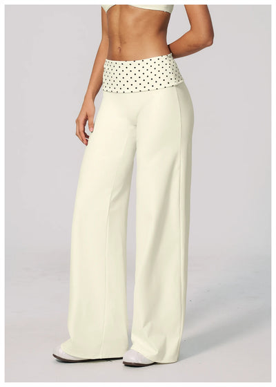 SPARK Retro Polka Dot Fold-Over Yoga Pants ZC4549
