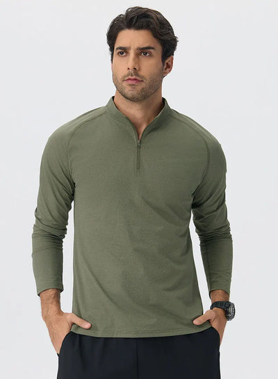 SPARK Men's Half-zip Cotton-Linen Feel Casual Workout & Running Top 61530YEL