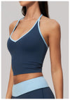 SPARK Color-block V-neck Halter Yoga Tank Top ZC9639