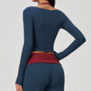 SPARK Women’s Color Block Halter Yoga Long Sleeve Top ZC2585