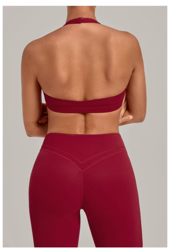 SPARK Women's Bare-feel Halter Neck Open Back Yoga Workout Bra QS5423