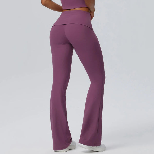 SPARK Women's Fold-over Yoga Flared Pants YEL62327