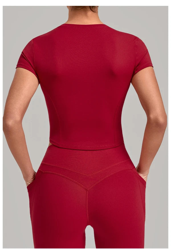 SPARK Women's Summer Fitted Short-Sleeve Yoga T-Shirt QS1369
