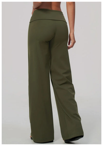 SPARK Women's Folded Waist Yoga Wide Leg Pants ZC5529