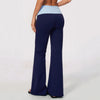 SPARK Women's Contrast Color Fold-Over Waist Yoga Flare Pants ZC2570