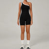 SPARK Color Block Asymmetric One-Shoulder Yoga Bodysuit for Women TF1977
